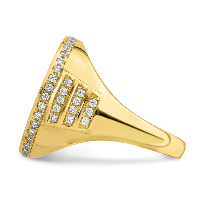 10K Two-Tone Gold CZ Micropave Eagle Men's Ring, Size: 11