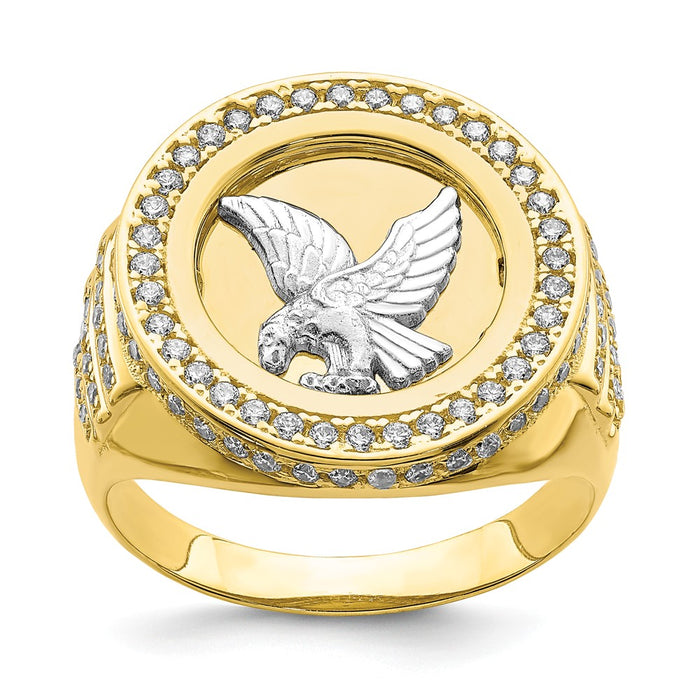 10K Two-Tone Gold CZ Micropave Eagle Men's Ring, Size: 11
