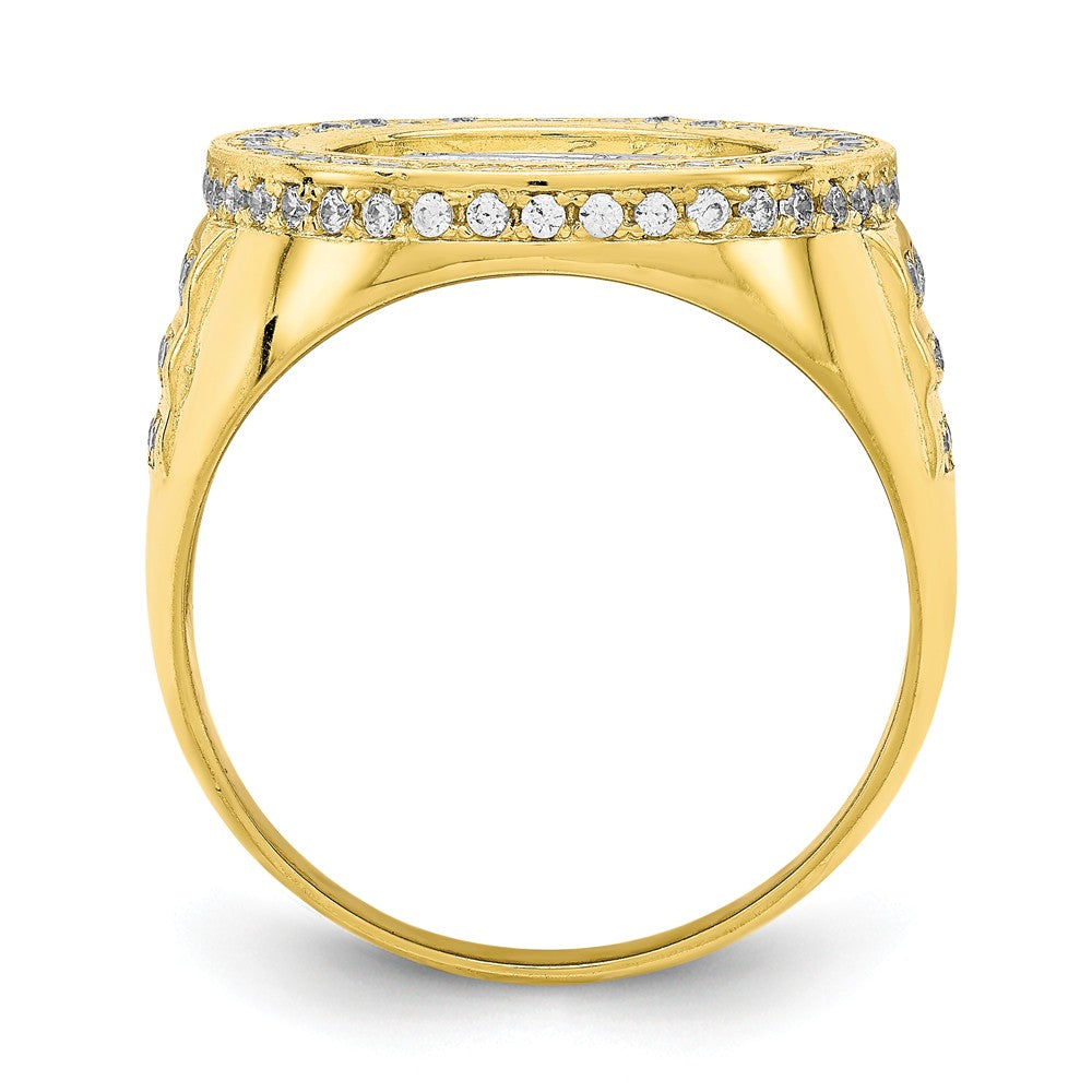 10K with Rhodium CZ Micropave Last Supper Men's Ring, Size: 11