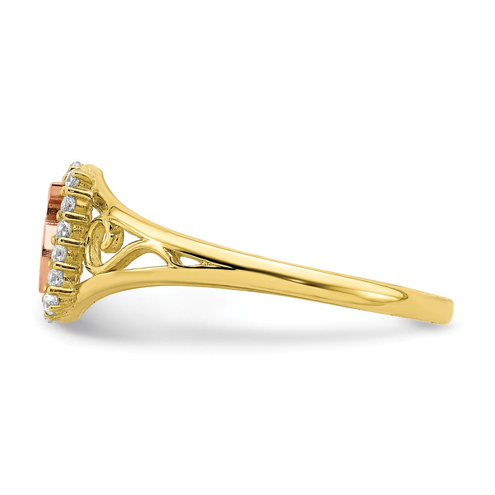 10K Two-Tone Gold CZ 15 Ring, Size: 8