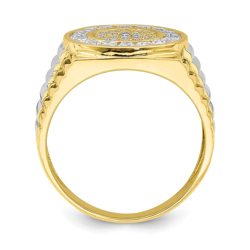 10K with Rhodium CZ Men's Ring, Size: 10