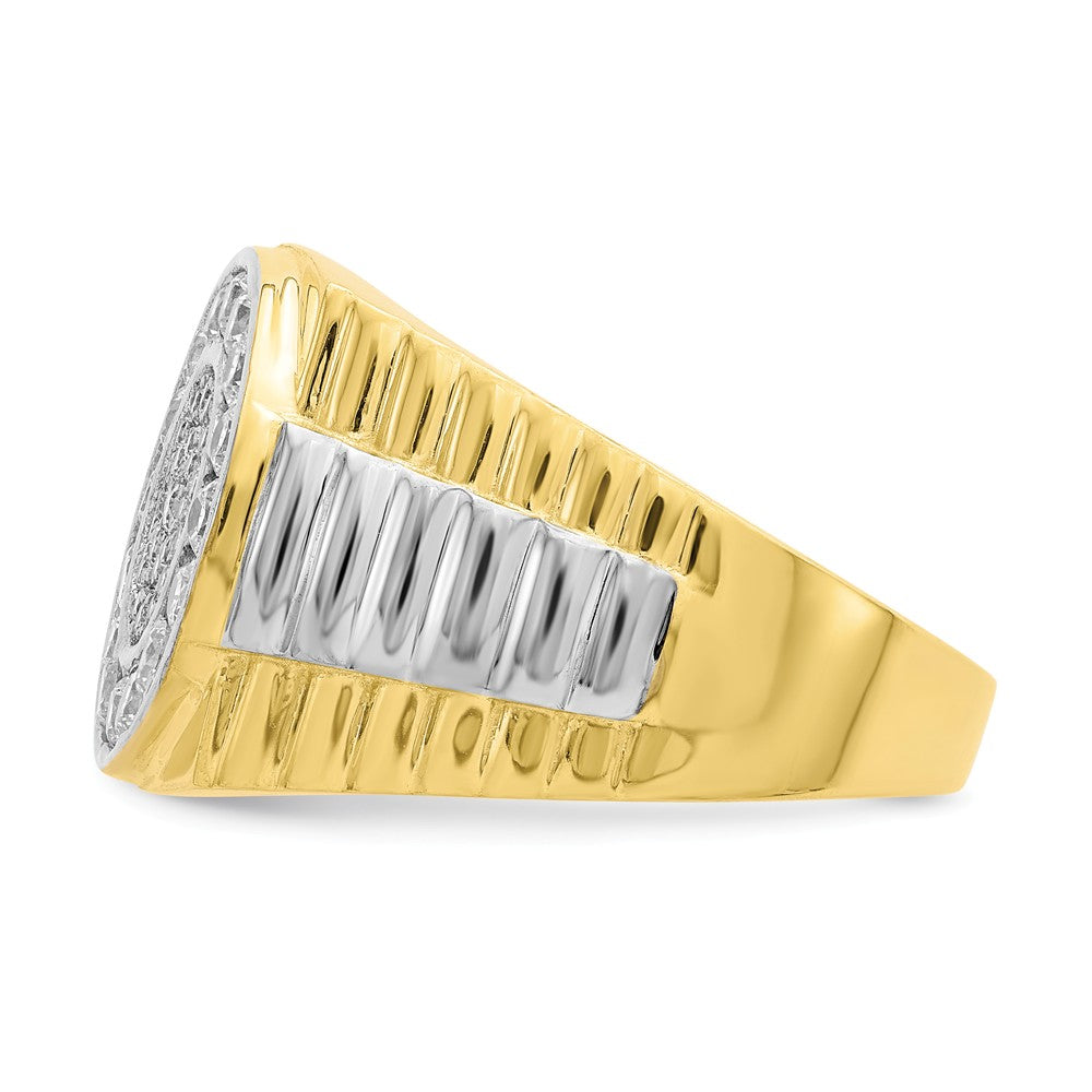 10K with Rhodium CZ Men's Ring, Size: 10