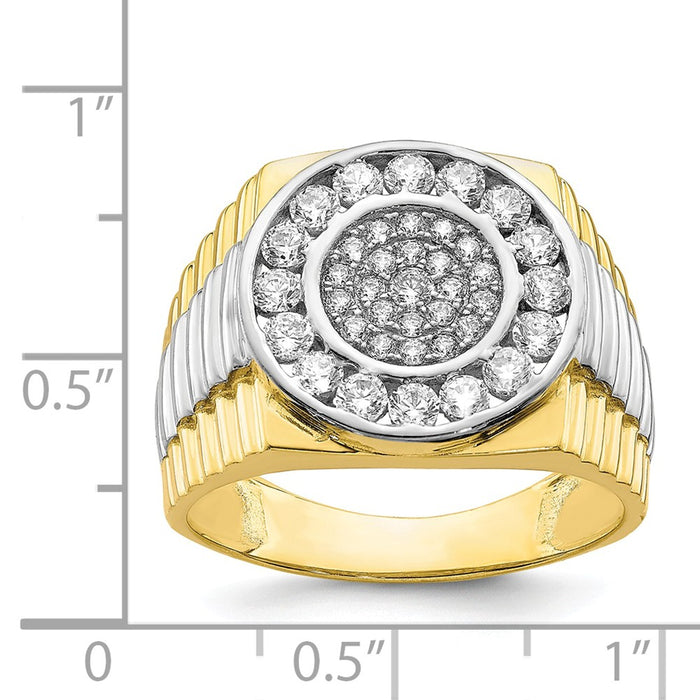 10K with Rhodium CZ Men's Ring, Size: 10