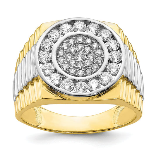 10K with Rhodium CZ Men's Ring, Size: 10