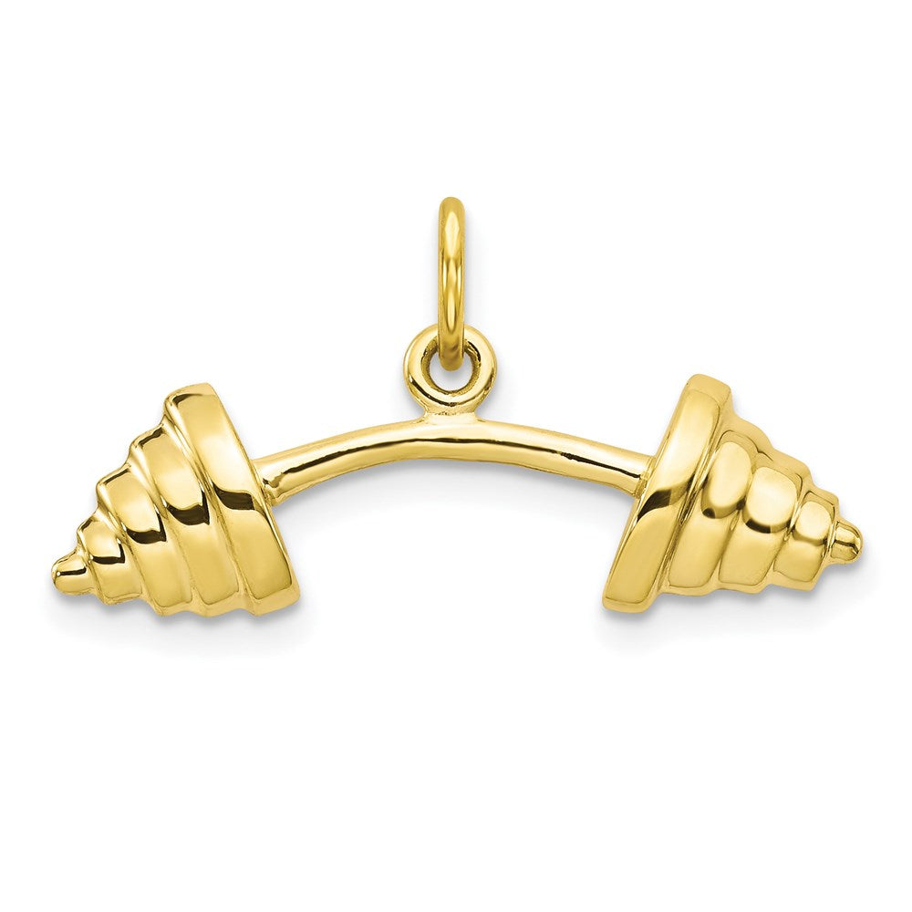 Million Charms 10K Yellow Gold Themed Solid Barbell Charm
