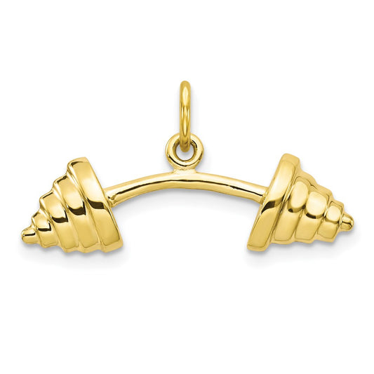 Million Charms 10K Yellow Gold Themed Solid Barbell Charm