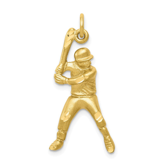 Million Charms 10K Yellow Gold Themed Sports Baseball Charm