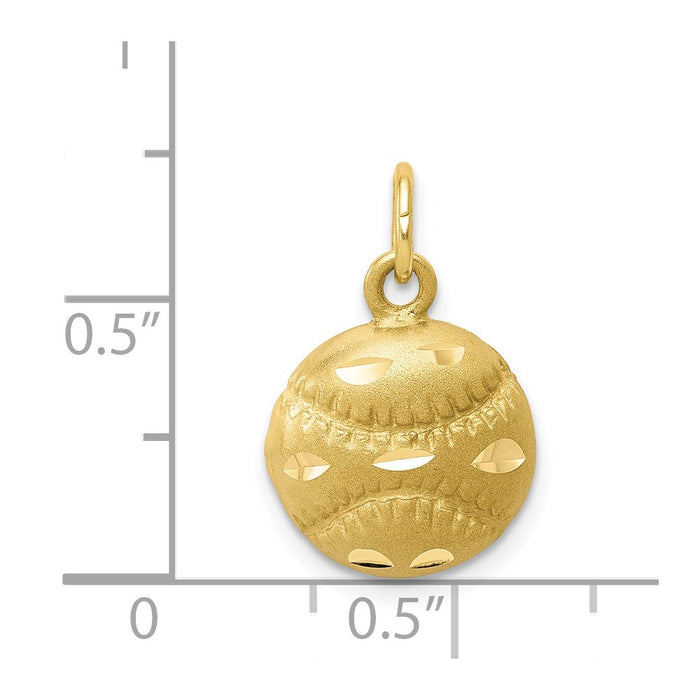 Million Charms 10K Yellow Gold Themed Sports Baseball Charm