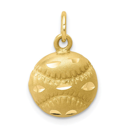 Million Charms 10K Yellow Gold Themed Sports Baseball Charm