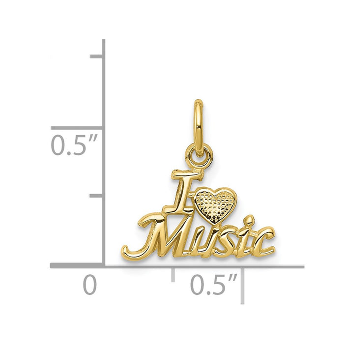 Million Charms 10K Yellow Gold Themed Talking - I Love Music Charm