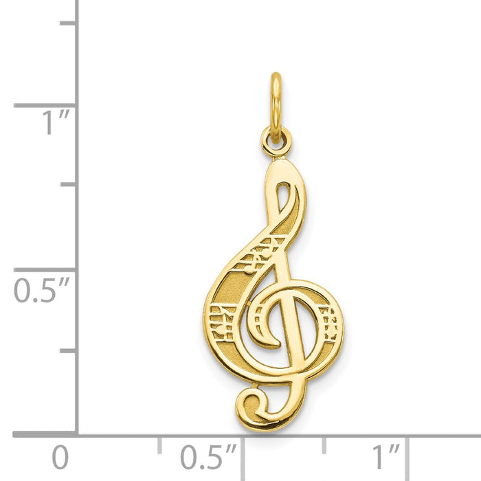 Million Charms 10K Yellow Gold Themed Treble Clef Charm