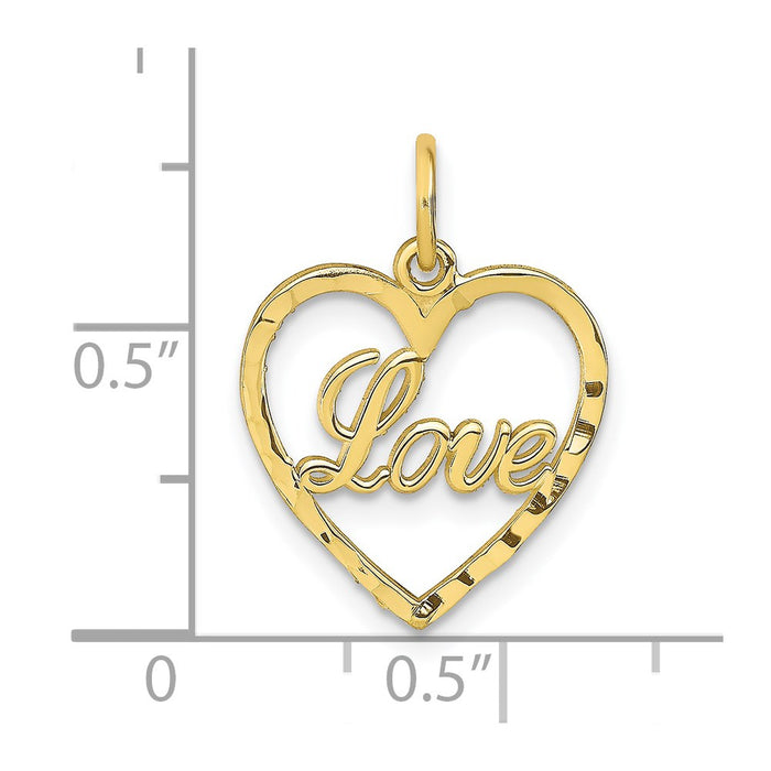 Million Charms 10K Yellow Gold Themed Polished 3-D Woven Heart Pendant