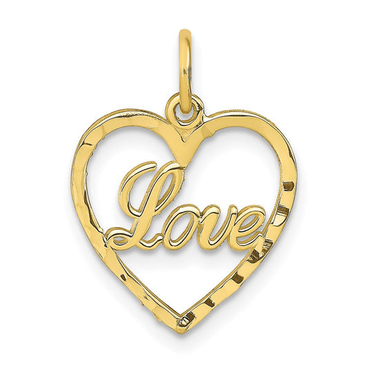 Million Charms 10K Yellow Gold Themed Polished 3-D Woven Heart Pendant