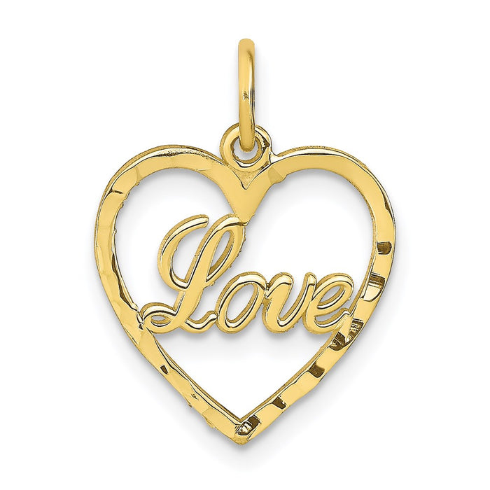 Million Charms 10K Yellow Gold Themed Polished 3-D Woven Heart Pendant