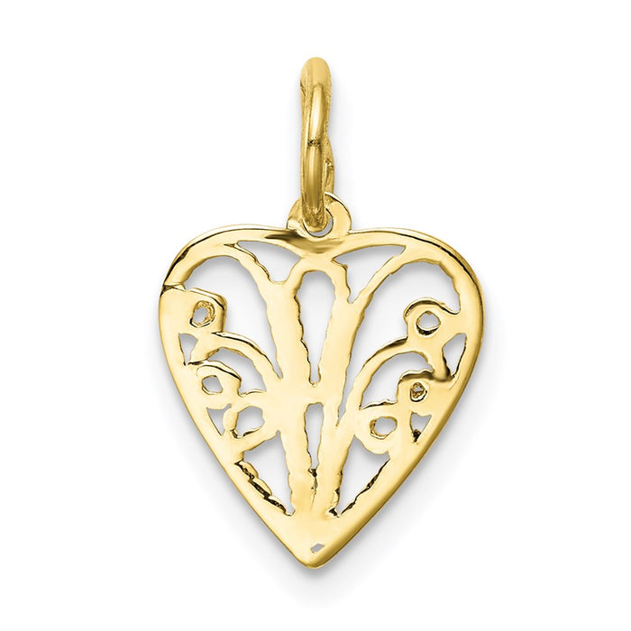 Million Charms 10K Yellow Gold Themed Polished 3-D Woven Heart Pendant