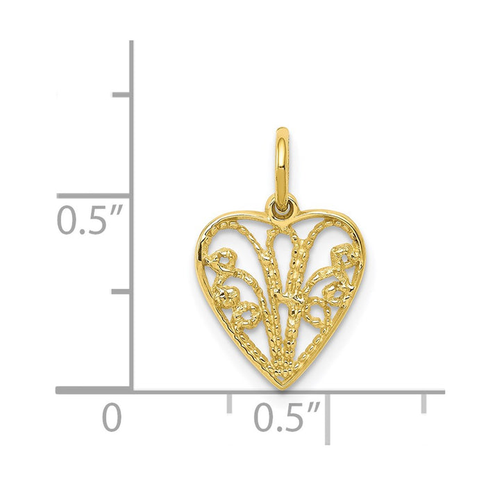 Million Charms 10K Yellow Gold Themed Polished 3-D Woven Heart Pendant