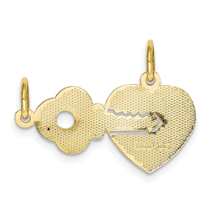 Million Charms 10K Yellow Gold Themed Heart & Key Charm