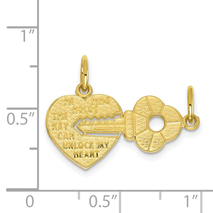 Million Charms 10K Yellow Gold Themed Heart & Key Charm