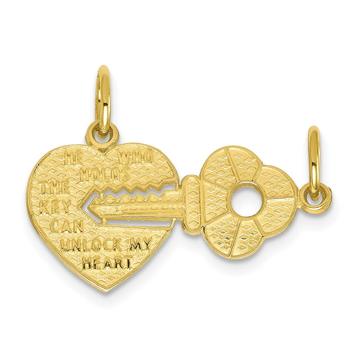 Million Charms 10K Yellow Gold Themed Heart & Key Charm