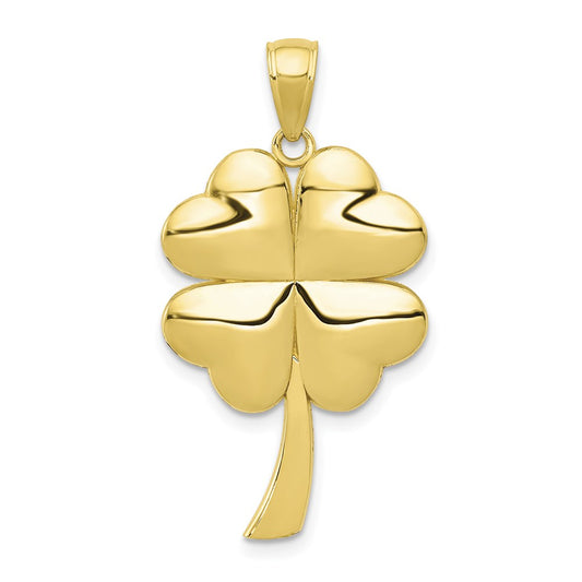 Million Charms 10K Yellow Gold Themed 4-Leaf Lucky Clover  Pendant