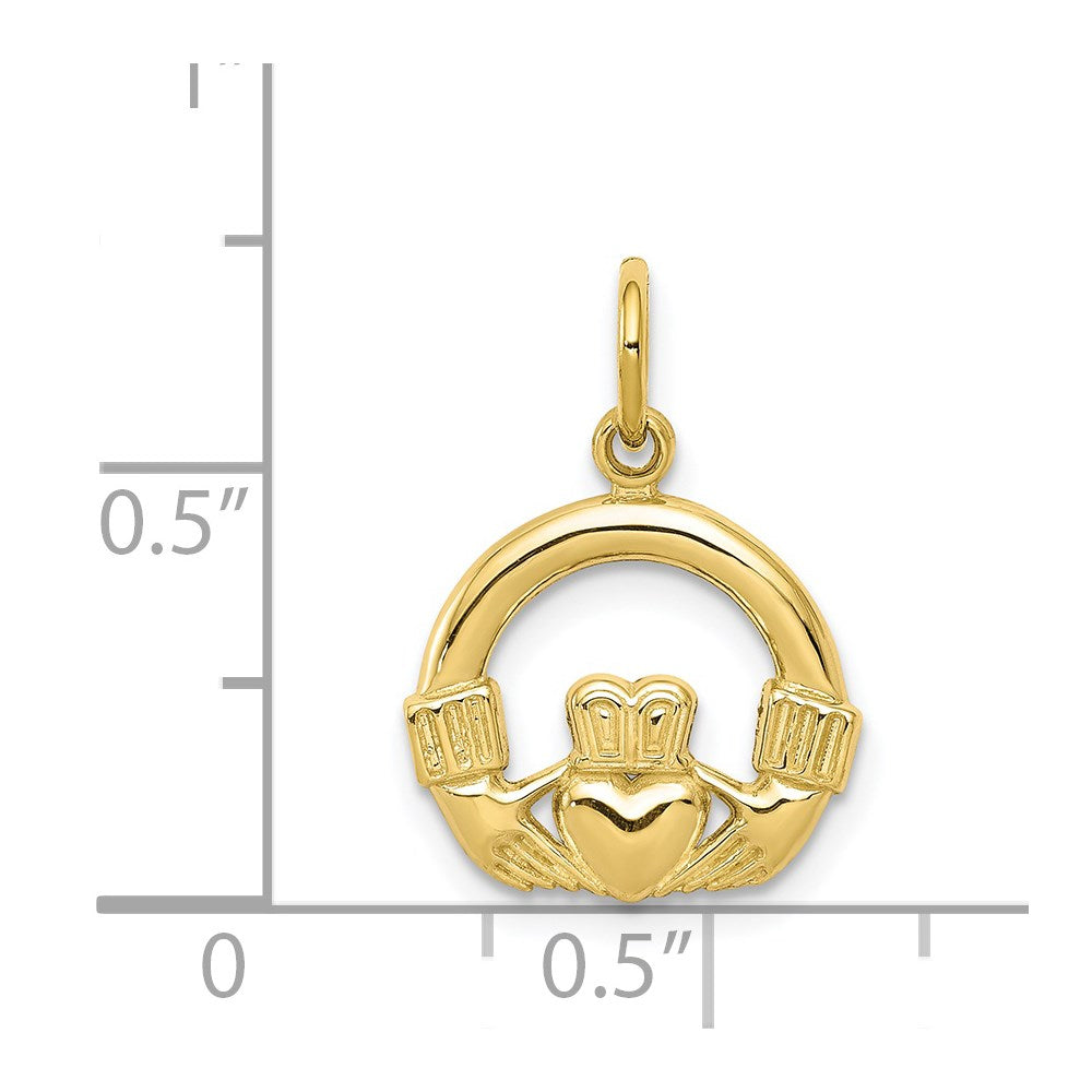 Million Charms 10K Yellow Gold Themed Claddagh Charm