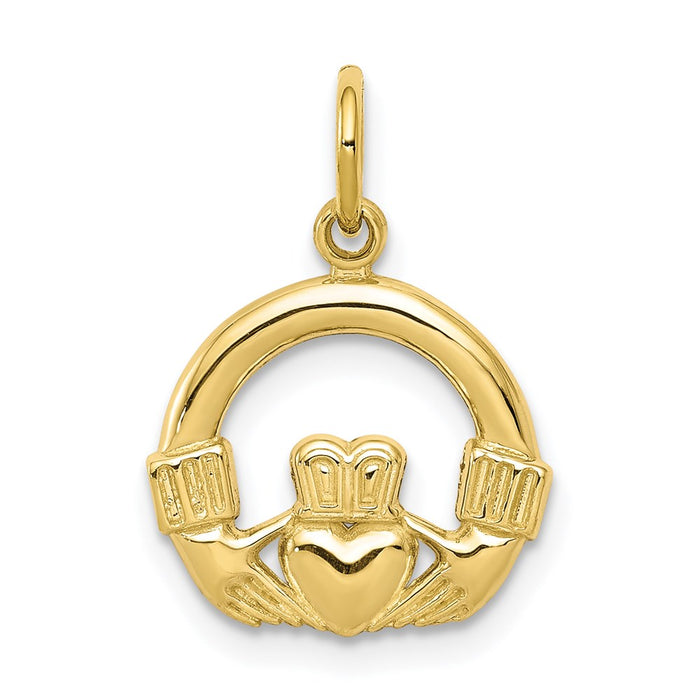 Million Charms 10K Yellow Gold Themed Claddagh Charm