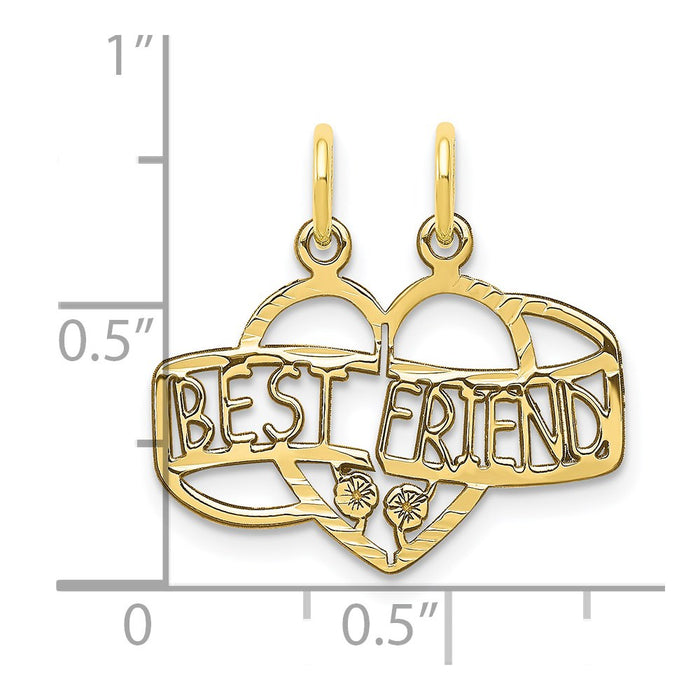 Million Charms 10K Yellow Gold Themed Best Friend 2 Piece Break-A-Part Charm