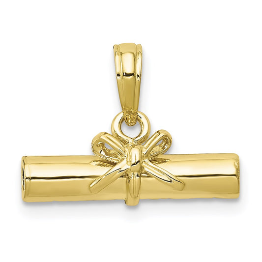 Million Charms 10K Yellow Gold Themed 3-D Diploma Pendant