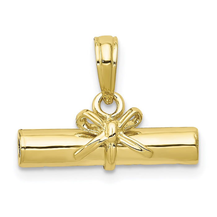 Million Charms 10K Yellow Gold Themed 3-D Diploma Pendant