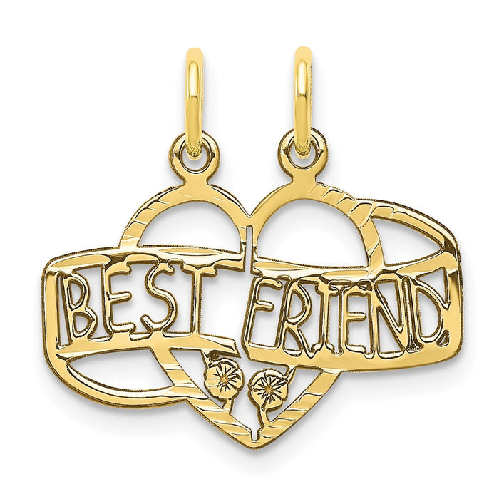 Million Charms 10K Yellow Gold Themed Best Friend 2 Piece Break-A-Part Charm