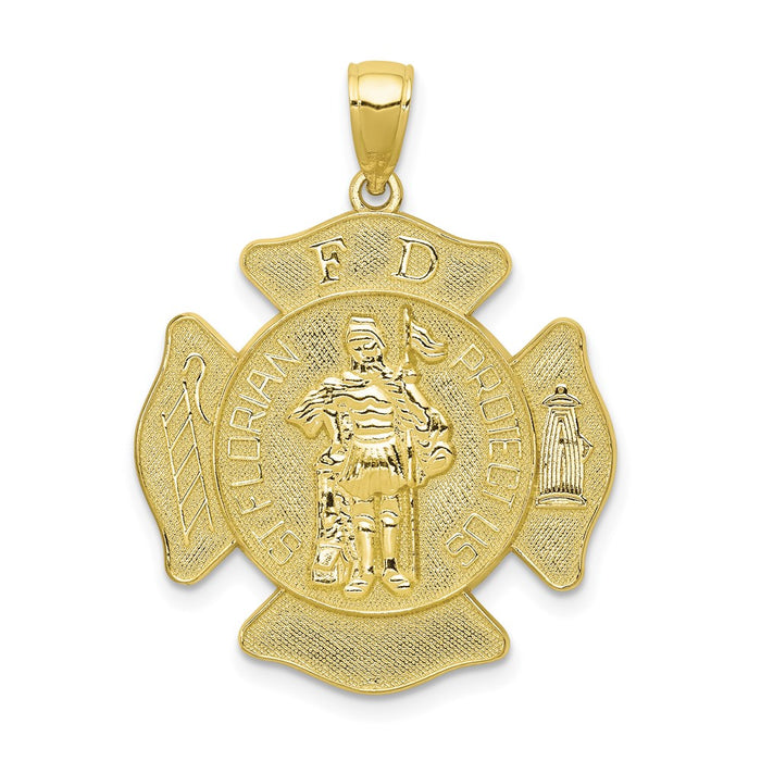 Million Charms 10K Yellow Gold Themed Religious Saint Florian Protect Us/Fire Dept. Pendant