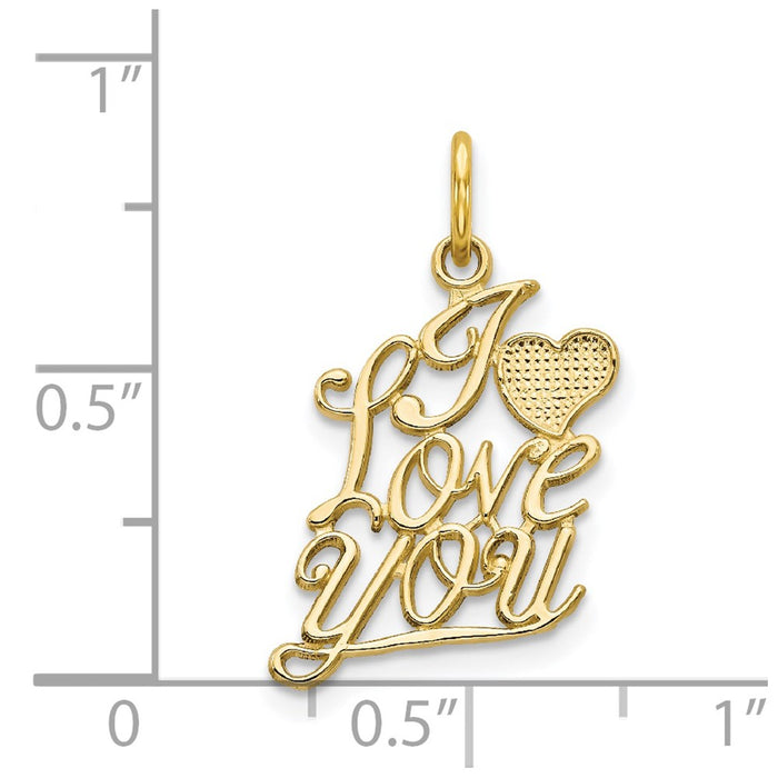 Million Charms 10K Yellow Gold Themed I Love You Charm