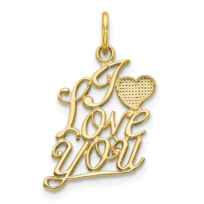 Million Charms 10K Yellow Gold Themed I Love You Charm
