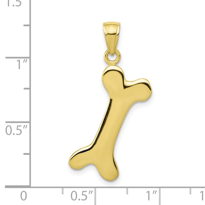 Million Charms 10K Yellow Gold Themed 3-D Dog Bone Pendant