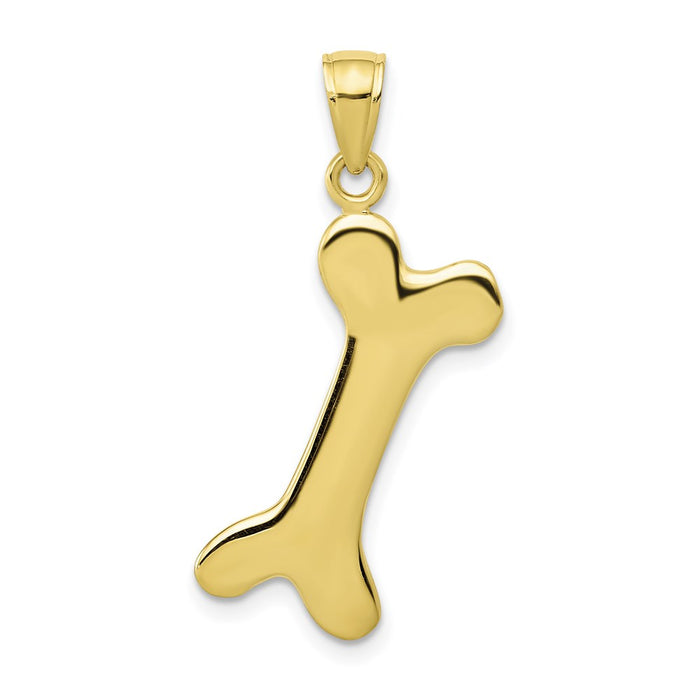 Million Charms 10K Yellow Gold Themed 3-D Dog Bone Pendant