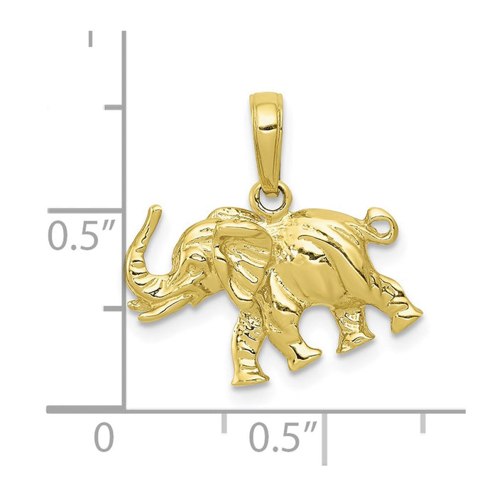 Million Charms 10K Yellow Gold Themed Satin 3-D Elephant Pendant