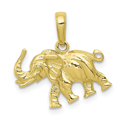 Million Charms 10K Yellow Gold Themed Satin 3-D Elephant Pendant