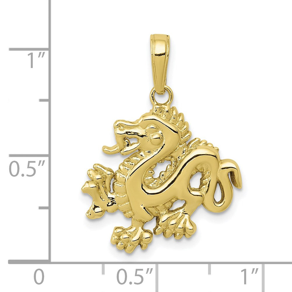 Million Charms 10K Yellow Gold Themed Dragon Pendant