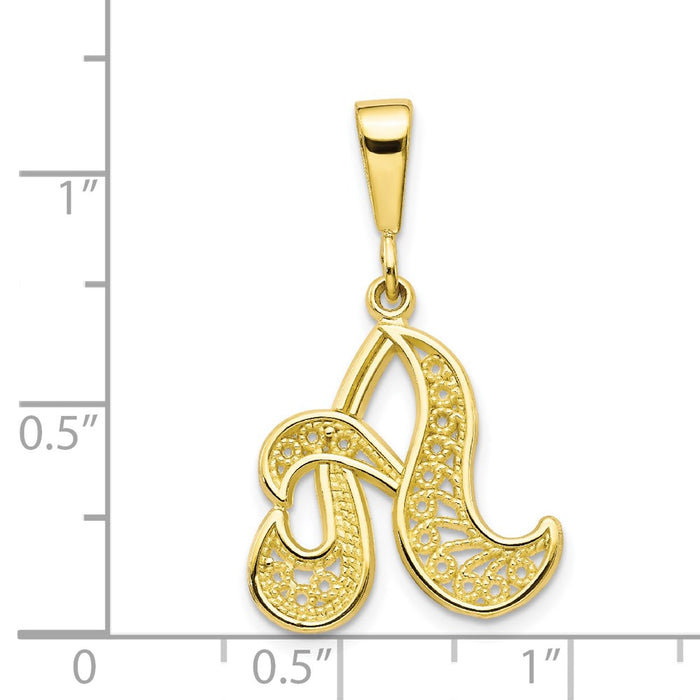 Million Charms 10K Yellow Gold Themed Script Alphabet Letter Initial A Charm