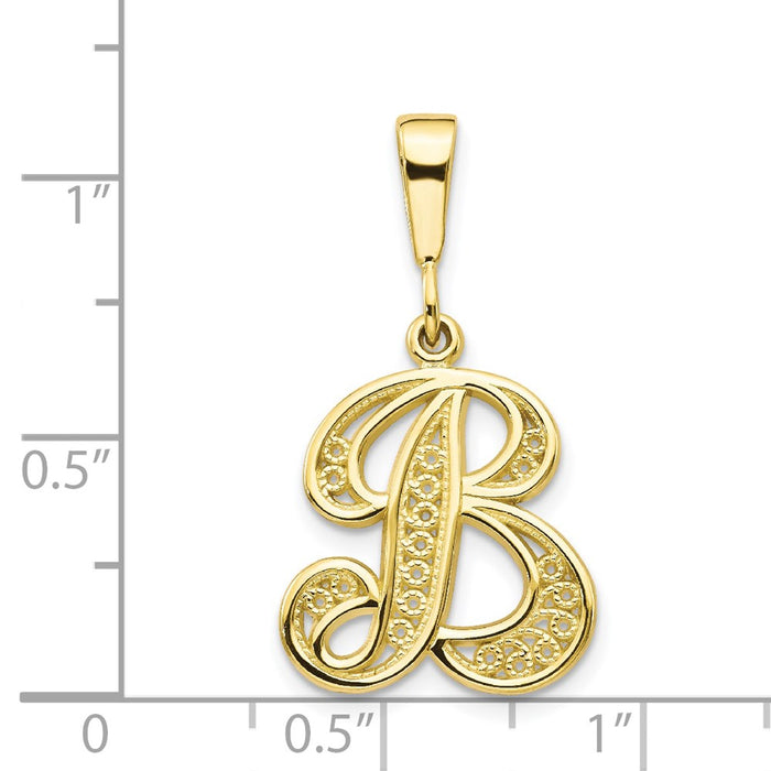 Million Charms 10K Yellow Gold Themed Script Alphabet Letter Initial B Charm