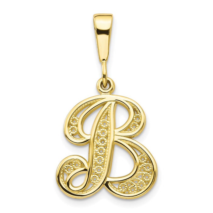 Million Charms 10K Yellow Gold Themed Script Alphabet Letter Initial B Charm