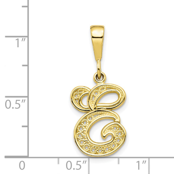 Million Charms 10K Yellow Gold Themed Alphabet Letter Initial E Charm