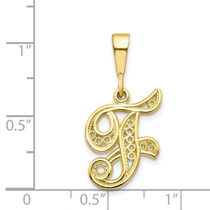 Million Charms 10K Yellow Gold Themed Alphabet Letter Initial F Charm