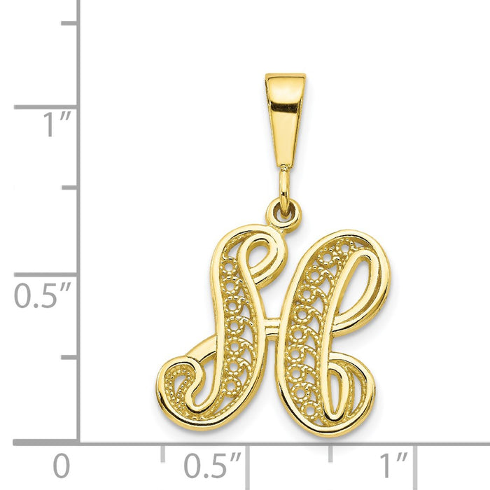 Million Charms 10K Yellow Gold Themed Alphabet Letter Initial H Charm