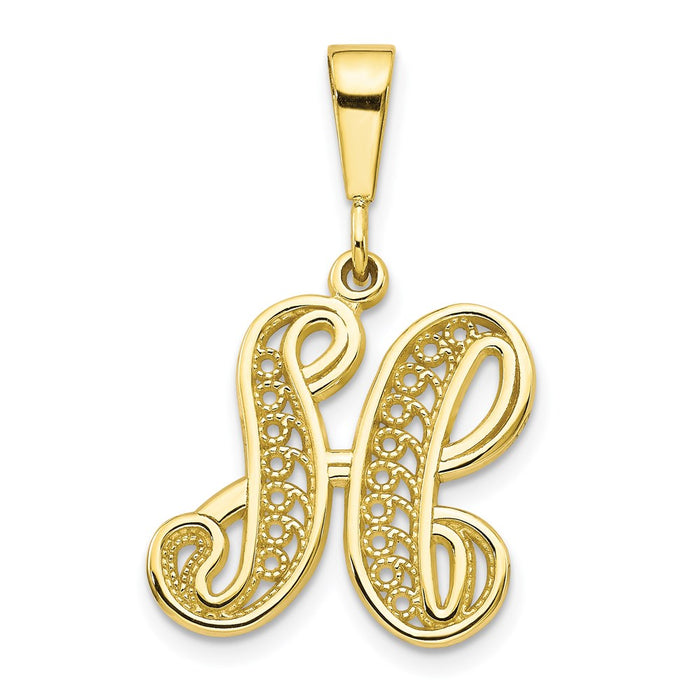 Million Charms 10K Yellow Gold Themed Alphabet Letter Initial H Charm