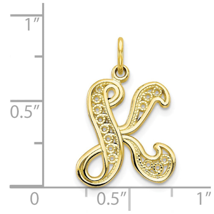 Million Charms 10K Yellow Gold Themed Alphabet Letter Initial K Charm