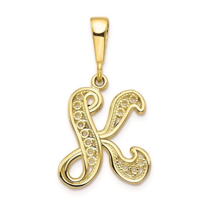 Million Charms 10K Yellow Gold Themed Alphabet Letter Initial K Charm