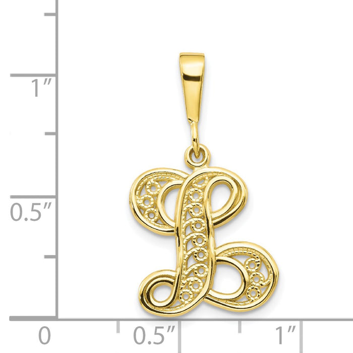 Million Charms 10K Yellow Gold Themed Alphabet Letter Initial L Charm