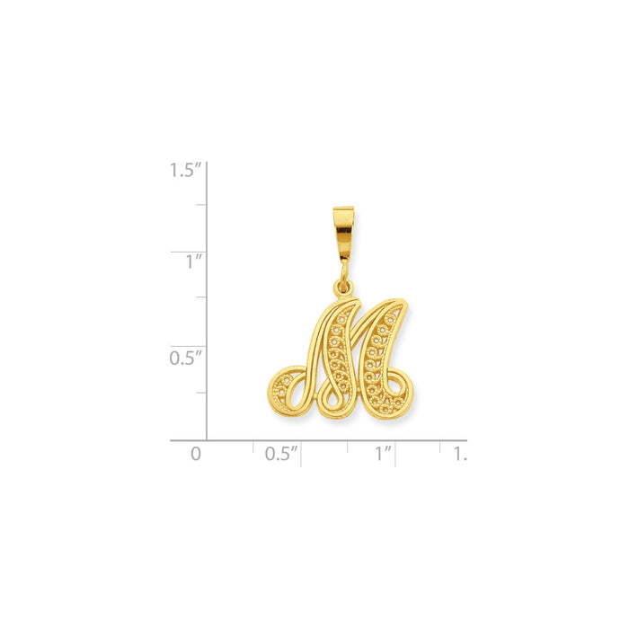 Million Charms 10K Yellow Gold Themed Alphabet Letter Initial M Charm