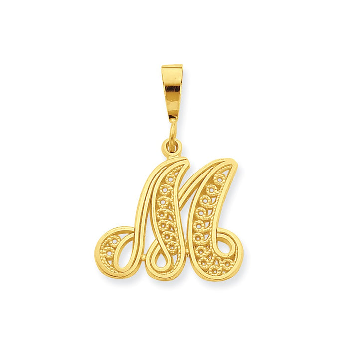 Million Charms 10K Yellow Gold Themed Alphabet Letter Initial M Charm